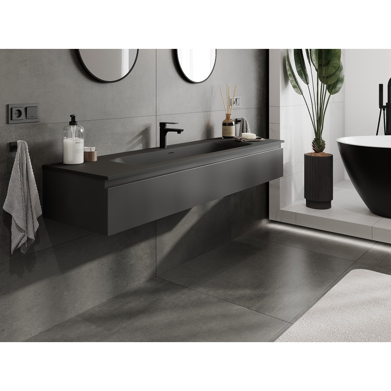 Mexen Orio vannitoakapp 160 cm valamu Vela, 1 sahtel, must matt - 91A10-16023-1-BF71-W23M71