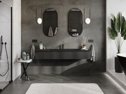 Mexen Orio Badezimmerschrank 160 cm mit Waschbecken Vela, 1 Schublade, schwarz matt - 91A10-16023-1-BF71-W23M71