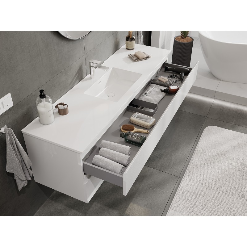 Mexen Orio mobile bagno 160 cm con lavabo Otis, 2 cassetti, bianco lucido - 91A10-16047-2-BFF00-W18M00