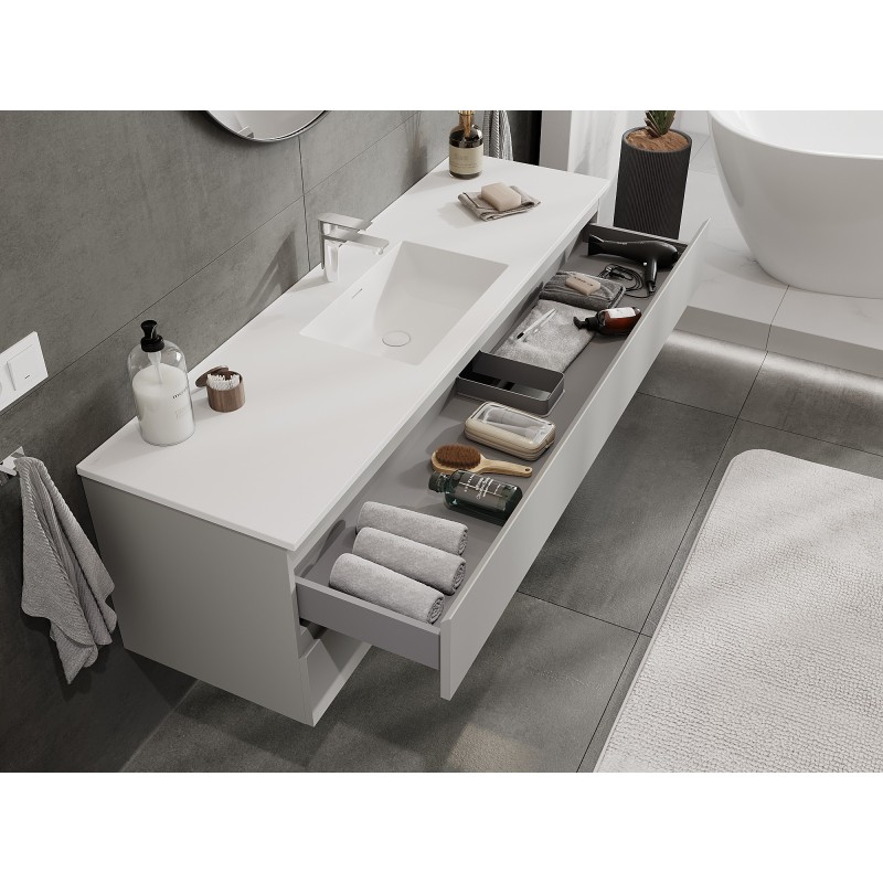 Mexen Orio armario de baño 160 cm con lavabo Otis, 2 cajones, gris mate/blanco mate - 91A10-16047-2-BFF62-W18M01