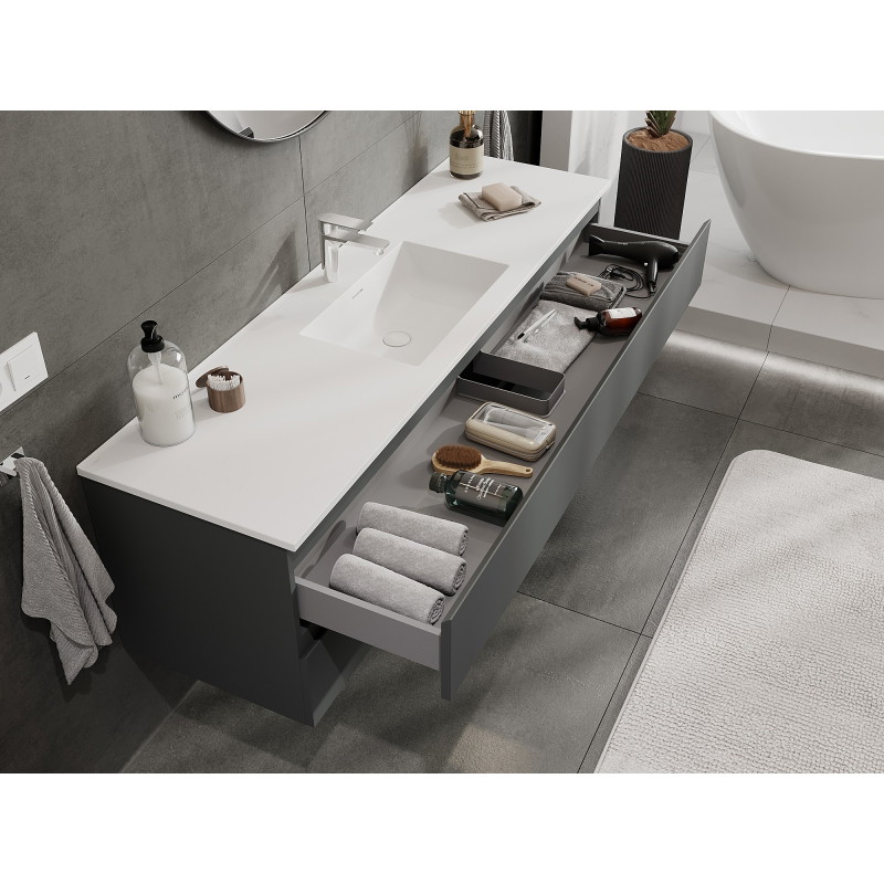 Mexen Orio mobile bagno 160 cm con lavabo Otis, 2 cassetti, grafite opaco/bianco opaco - 91A10-16047-2-BFF66-W18M01