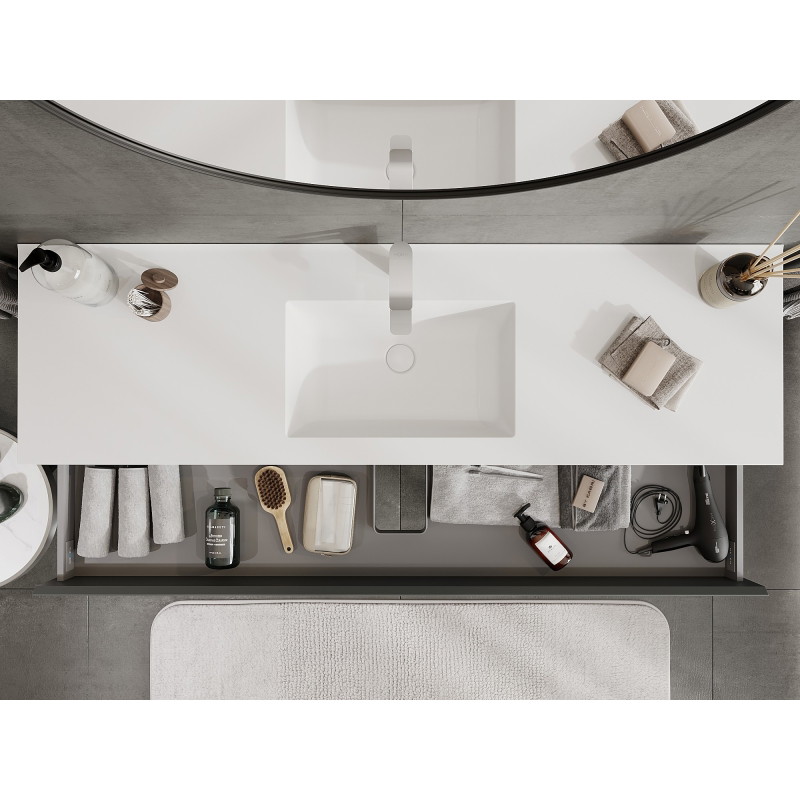 Mexen Orio armoire de salle de bain 160 cm avec lavabo Otis, 2 tiroirs, graphite mat/blanc mat - 91A10-16047-2-BFF66-W18M01