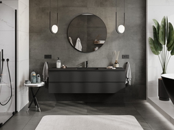 Mexen Orio armario de baño 160 cm con lavabo Otis, 2 cajones, negro mate - 91A10-16047-2-BFF71-W18M71