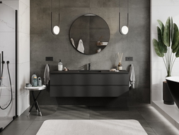 Mexen Orio meuble de salle de bain 160 cm avec lavabo Otis, 2 tiroirs, noir mat - 91A10-16047-2-BFF71-W18M71