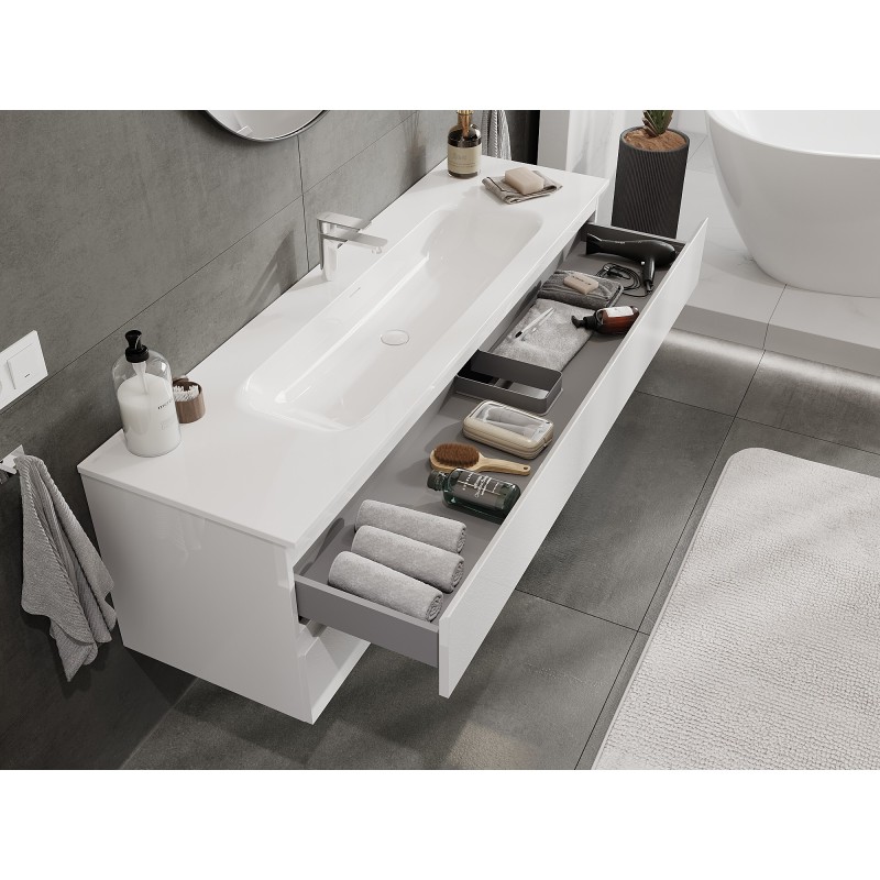 Mexen Orio meuble de salle de bains 160 cm avec lavabo Vela, 2 tiroirs, blanc brillant - 91A10-16047-2-BFF00-W23M00