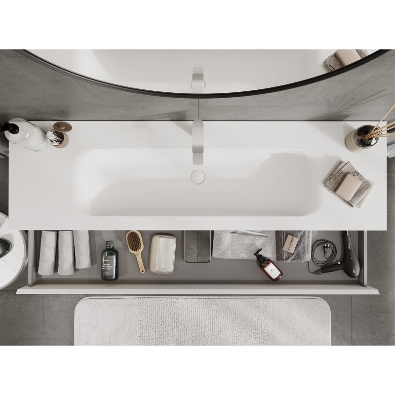 Mexen Orio meuble de salle de bain 160 cm avec lavabo Vela, 2 tiroirs, blanc mat - 91A10-16047-2-BFF01-W23M01