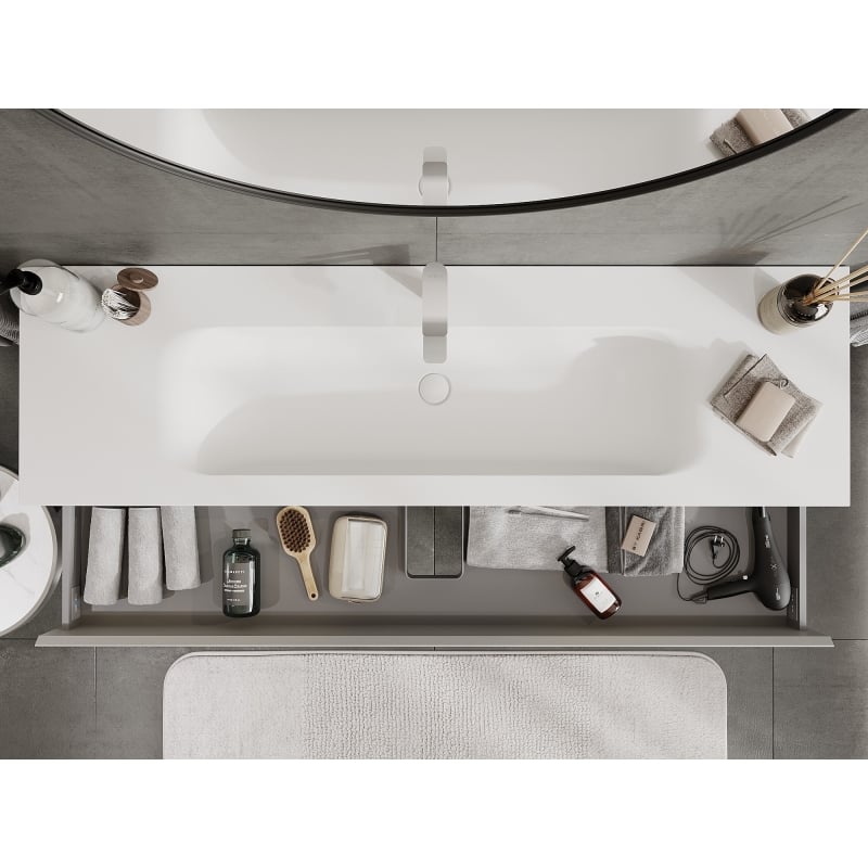 Mexen Orio bathroom cabinet 160 cm with Vela sink, 2 drawers, grey matte/white matte - 91A10-16047-2-BFF62-W23M01