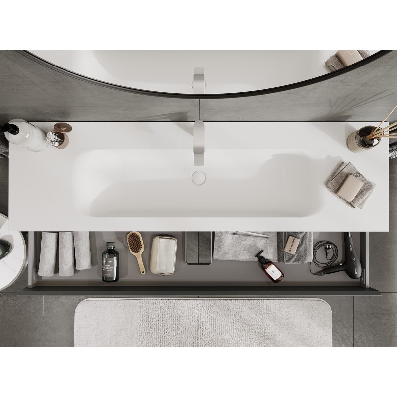 Mexen Orio badkamerkast 160 cm met wastafel Vela, 2 lades, grafiet mat/wit mat - 91A10-16047-2-BFF66-W23M01