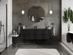 Mexen Orio armario de baño de 160 cm con lavabo Vela, 2 cajones, negro brillo/negro mate - 91A10-16047-2-BFF70-W23M71