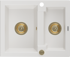 Mexen Carlos νεροχύτης γρανίτης 1,5-θαλάμων 582 x 475 χιλιοστά, λευκός, με χρυσό