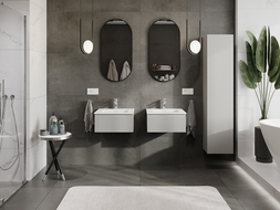 Mexen Rivel mobile da bagno 50 cm con lavabo Otis, 1 cassetto, scanalato, grigio opaco/bianco opaco - 91A20-05023-1-BF62-W18M01