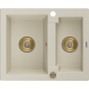 Mexen Carlos granit gootsteen 1,5-komorige 582 x 475 mm, beige, gouden sifon - 6518581500-69-G