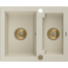 Mexen Carlos granitspüle 1,5-Kammer 582 x 475 mm, beige, goldener Siphon - 6518581500-69-G