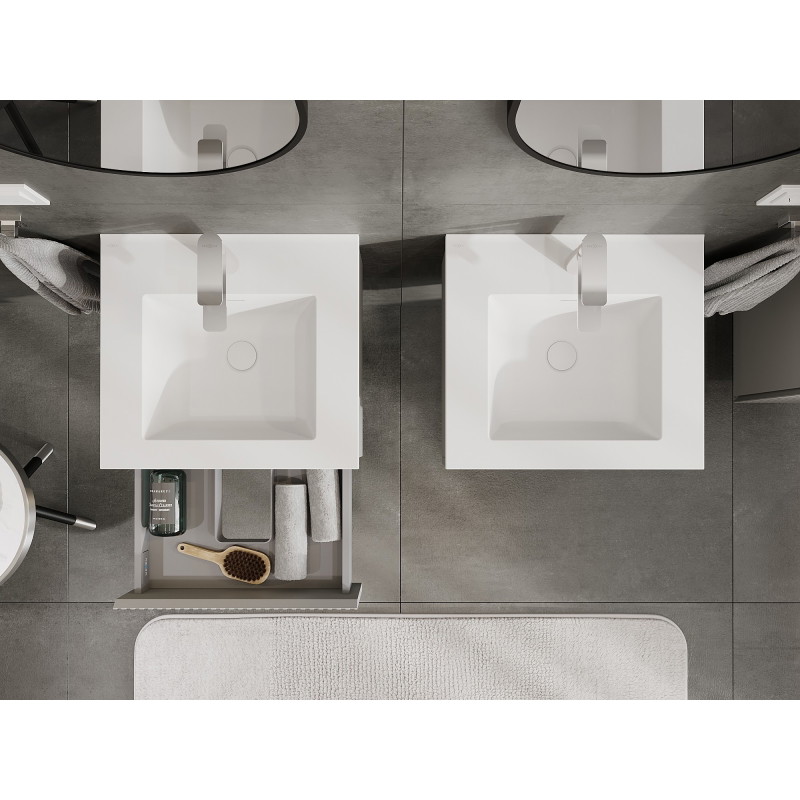 Mexen Rivel Mobile bagno 50 cm con lavandino Otis, 1 cassetto, scanalato, grigio opaco/bianco opaco - 91A20-05023-1-BF62-W18M01