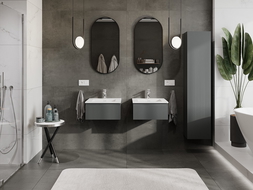 Mexen Rivel armoire de salle de bain 50 cm avec lavabo Otis, 1 tiroir, rainurée, graphite mat/blanc mat