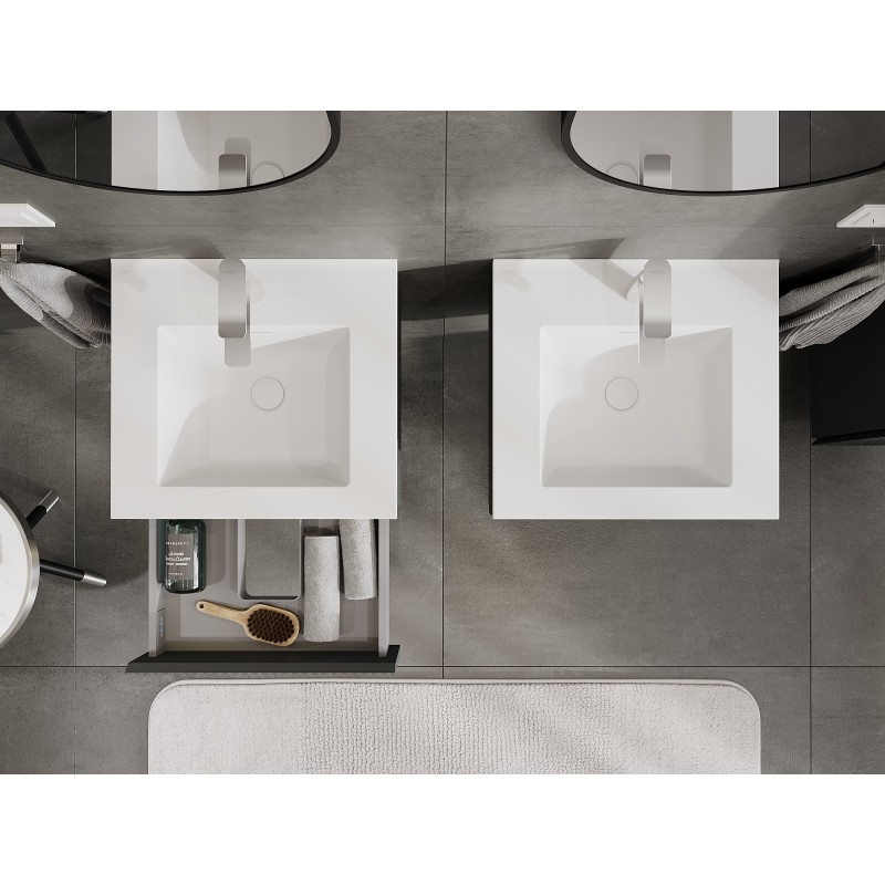 Mexen Rivel armario de baño 50 cm con lavabo Otis, 1 cajón, ranurado, grafito mate/blanco mate - 91A20-05023-1-BF66-W18M01