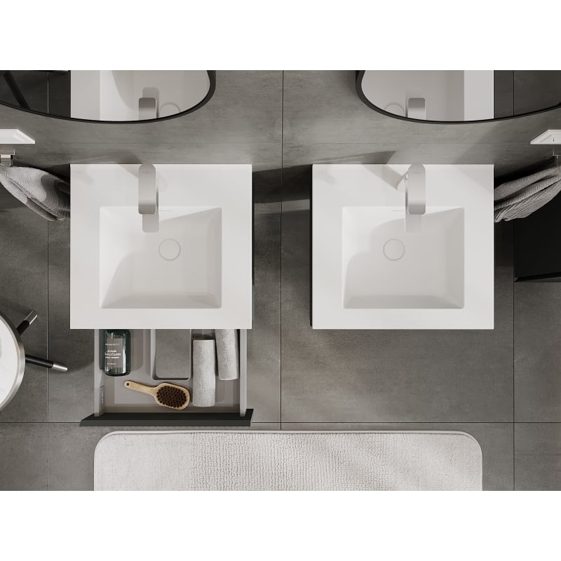 Mexen Rivel badkamerkast 50 cm met wastafel Otis, 1 lade, gefreesd, grafiet mat/wit mat - 91A20-05023-1-BF66-W18M01