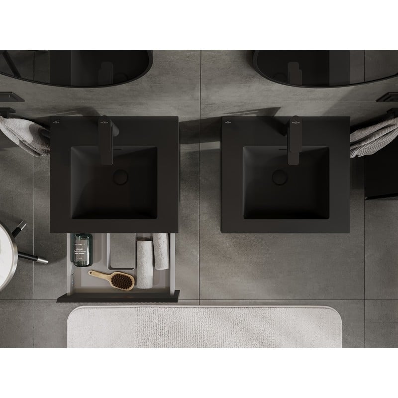 Mexen Rivel ντουλάπι μπάνιου 50 cm με νιπτήρα Otis, 1 συρτάρι, αυλακωτό, μαύρο