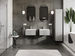 Mexen Rivel armoire de salle de bains 50 cm avec lavabo Vela, 1 tiroir, rainurée, gris mat/blanc mat