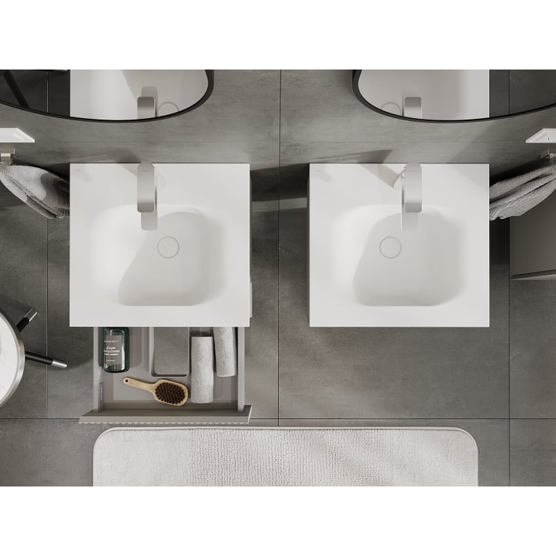 Mexen Rivel szafka łazienkowa 50 cm z umywalką Vela, 1 szuflada, ryflowana , szara mat/biała mat - 91A20-05023-1-BF62-W23M01