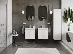 Mexen Rivel mueble de baño de 50 cm con lavabo Otis, 1 cajón, ranurado, blanco mate - 91A20-05047-1-BF01-W18M01