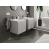 Mexen Rivel bathroom cabinet 50 cm with Otis sink, 1 drawer, grooved, matte gray/white matte - 91A20-05047-1-BF62-W18M01