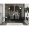 Mexen Rivel meuble de salle de bains 50 cm avec lavabo Otis, 1 tiroir, cannelé, graphite mat/blanc mat