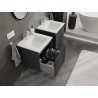 Mexen Rivel Badezimmerschrank 50 cm mit Waschbecken Otis, 1 Schublade, gerillt, Graphit matt/Weiß matt
