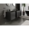 Mexen Rivel mueble de baño de 50 cm con lavabo Otis, 1 cajón, estriado, negro mate - 91A20-05047-1-BF71-W18M71
