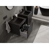 Mexen Rivel meuble de salle de bains 50 cm avec lavabo Otis, 1 tiroir, rainuré, noir mat - 91A20-05047-1-BF71-W18M71