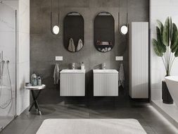 Mexen Rivel armoire de salle de bains 50 cm avec lavabo Vela, 1 tiroir, rainuré, gris mat/blanc mat - 91A20-05047-1-BF62-W23M01