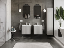 Mexen Rivel bathroom cabinet 50 cm with Vela sink, 1 drawer, grooved, grey matte/white matte - 91A20-05047-1-BF62-W23M01
