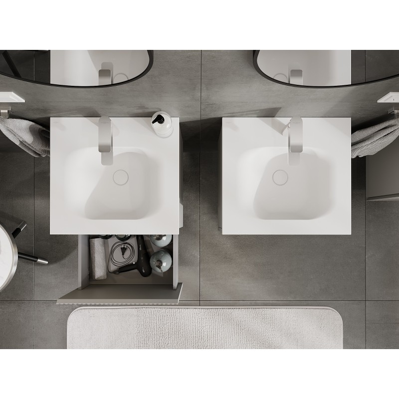 Mexen Rivel mobile bagno 50 cm con lavabo Vela, 1 cassetto, scanalato, grigio opaco/bianco opaco - 91A20-05047-1-BF62-W23M01