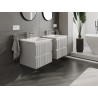 Mexen Rivel armoire de salle de bain 50 cm avec lavabo Otis, 2 tiroirs, rainuré, gris mat/blanc mat