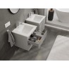 Mexen Rivel armoire de salle de bain 50 cm avec lavabo Otis, 2 tiroirs, rainuré, gris mat/blanc mat