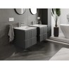 Mexen Rivel meuble de salle de bain 50 cm avec lavabo Otis, 2 tiroirs, rainuré, graphite mat/blanc mat