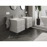 Mexen Rivel armoire de salle de bains 50 cm avec lavabo Vela, 2 tiroirs, rainurée, gris mat/blanc mat