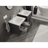 Mexen Rivel 50 cm Bathroom Cabinet with Vela Sink, 2 Drawers, Fluted, Matte Graphite/Matte White - 91A20-05047-2-BFF66-W23M01