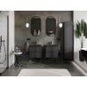 Mexen Rivel mueble de baño de 50 cm con lavabo Vela, 2 cajones, acanalado, negro mate - 91A20-05047-2-BFF71-W23M71