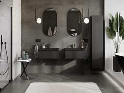 Mexen Rivel gabinete de baño 60 cm con lavabo Otis, 1 cajón, ranurado, negro mate - 91A20-06023-1-BF71-W18M71