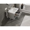 Mexen Rivel Badezimmerschrank 70 cm mit Waschbecken Otis, 2 Schubladen, geriffelt, grau matt/weiß matt