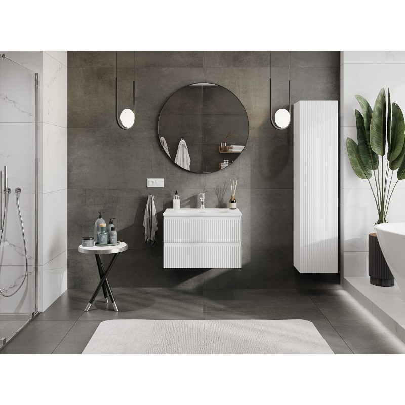 Mexen Rivel armario de baño 70 cm con lavabo Vela, 2 cajones, ranurado, blanco mate - 91A20-07047-2-BFF01-W23M01