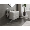 Mexen Rivel mueble de baño de 70 cm con lavabo Vela, 2 cajones, acanalado, gris mate/blanco mate - 91A20-07047-2-BFF62-W23M01