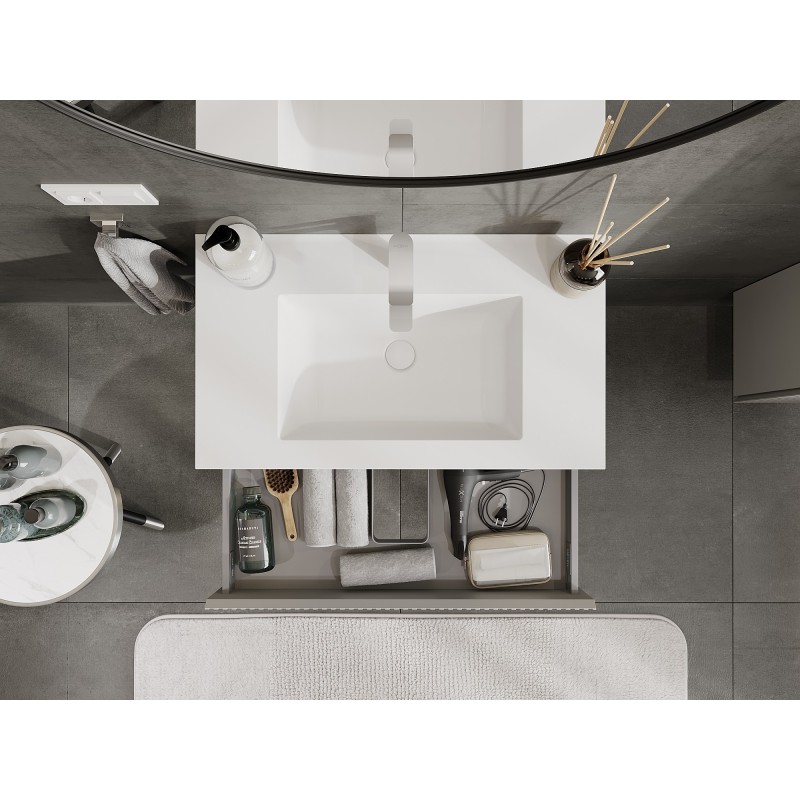 Mexen Rivel armario de baño 80 cm con lavabo Otis, 1 cajón, ranurado, gris mate/blanco mate - 91A20-08023-1-BF62-W18M01