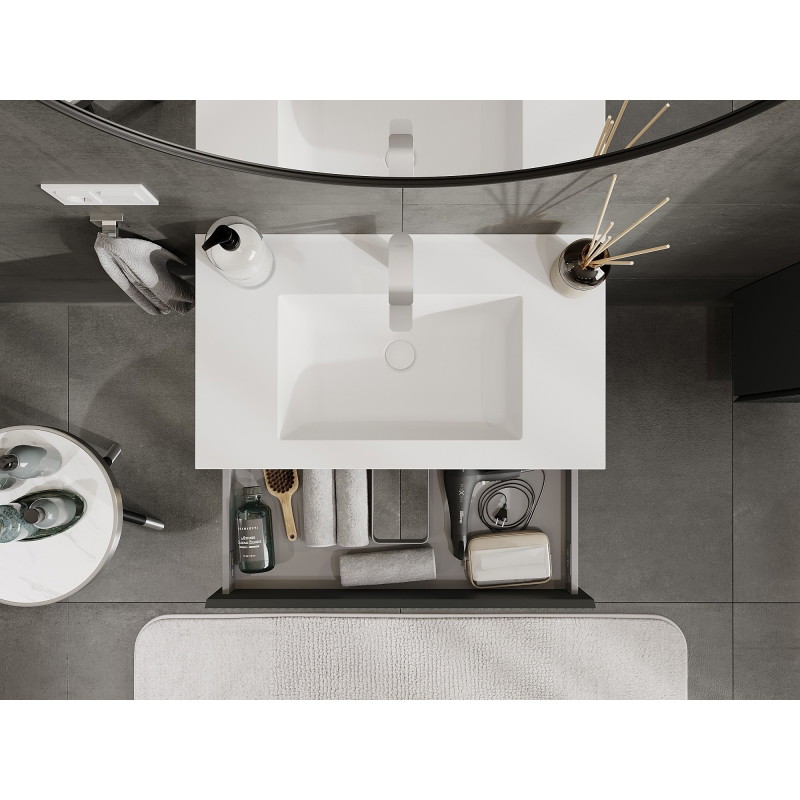 Mexen Rivel armario de baño de 80 cm con lavabo Otis, 1 cajón, estriado, grafito mate/blanco mate - 91A20-08023-1-BF66-W18M01