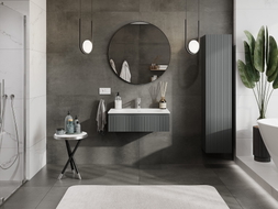 Mexen Rivel armario de baño de 80 cm con lavabo Vela, 1 cajón, ranurado, grafito mate/blanco mate - 91A20-08023-1-BF66-W23M01