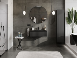 Mexen Rivel armoire de salle de bain 80 cm avec lavabo Vela, 1 tiroir, rainuré, noir mat - 91A20-08023-1-BF71-W23M71