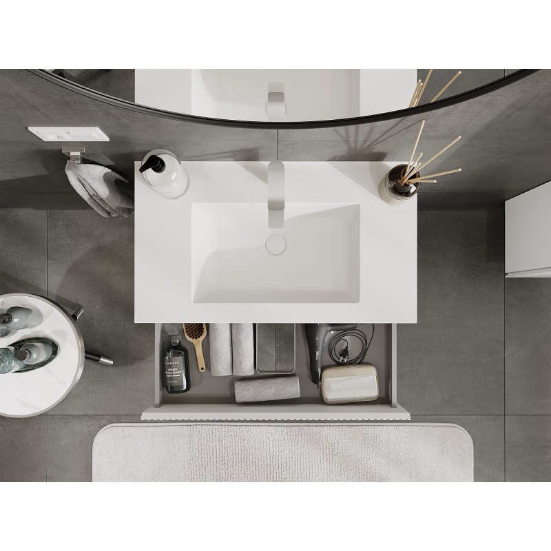 Mexen Rivel mobile da bagno 80 cm con lavabo Otis, 2 cassetti, scanalato, bianco opaco - 91A20-08047-2-BFF01-W18M01