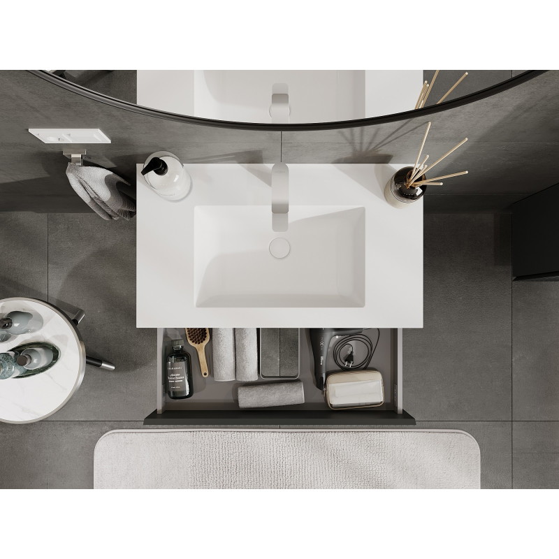 Mexen Rivel vannitoakapp 80 cm valamu Otis, 2 sahtliga, sooneline, grafiit matt/valge matt - 91A20-08047-2-BFF66-W18M0