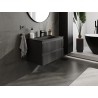 Mexen Rivel vannitoakapp 80 cm koos valamu Vela, 2 sahtlit, sooniline, must matt - 91A20-08047-2-BFF71-W23M71